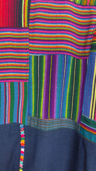 Vintage 80s 90s | Rainbow Patchwork Guatemalan Boho Grunge Bomber Jacket | XL
