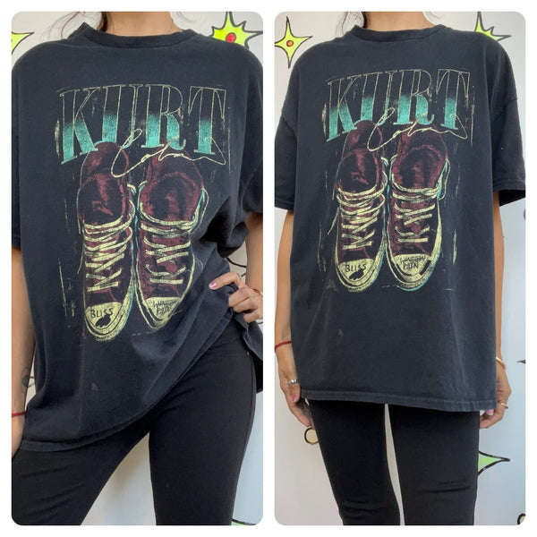 Vintage 90s Nirvana Kurt Cobain Grunge Band Tee | Y2K Black Concert T Shirt | XL
