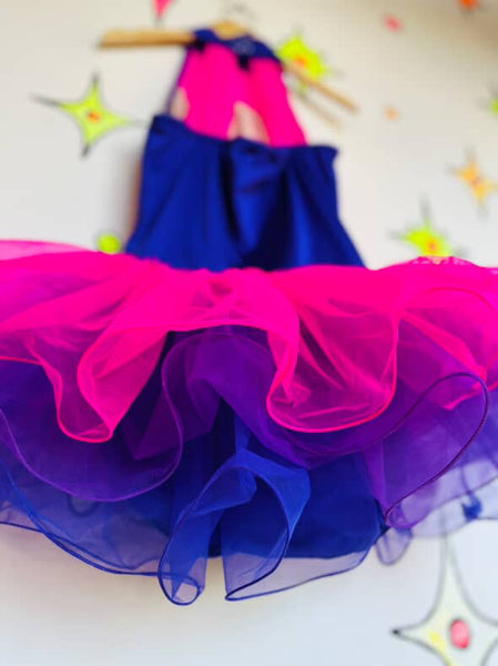 Vintage 90s Dance Clown Circus Costume – Pink Showgirl Burlesque Leotard – Small