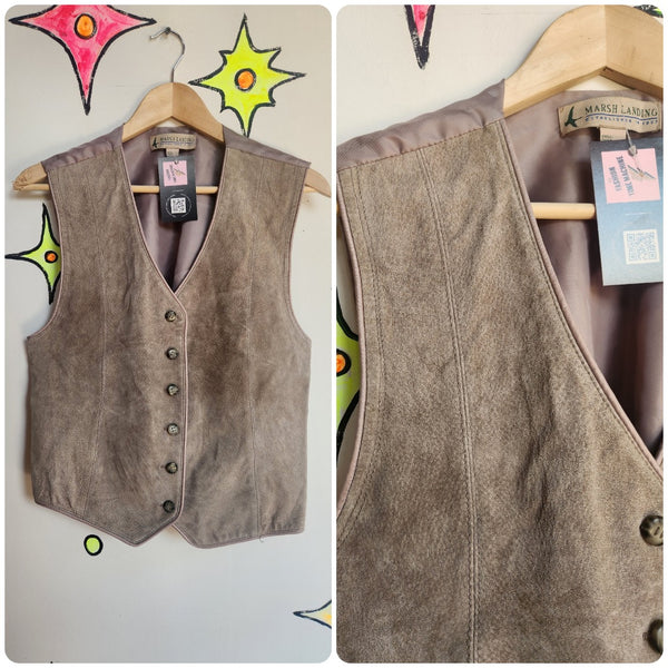 Vintage 90s | Suede Leather Vest Grunge Western | M