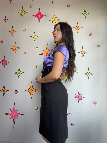 90s Y2K Purple Black Preppy Dress | Mall Goth Dark Academia Office Siren