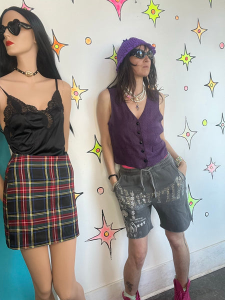 Y2K Bedazzled Lounge Shorts ' McBling Indie Sleaze - S