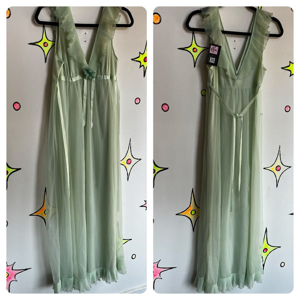 Vintage | Double Layer Chiffon Sheer Babydoll Fairy Grunge Nighty Slip Dress | M