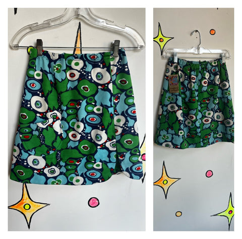 Vintage 60s 70s | Groovy Psychedelic Mod GoGo Mini Skort Skirt | Size M L