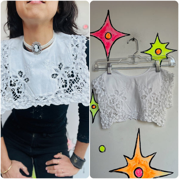 White Square lace Collar | Granny Boho Handmade Clowncore Babydoll Rococo