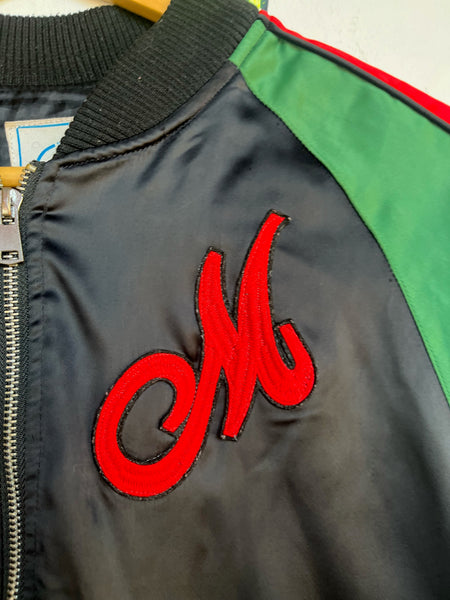 Vintage Y2K Satin Souvenir Bomber Jacket Embroidered Street Style Tokyo Style XL