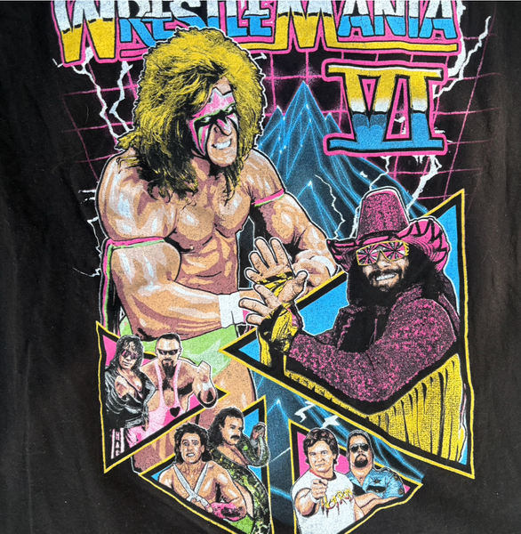 Wrestle Mania Ultimate Warrior Tee WWF Grunge Novelty T-Shirt M