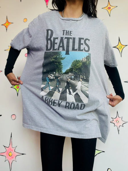 The Beatles Abbey Road Oversized Concert Tee Gray Band T Shirt Boho Grunge 2XL