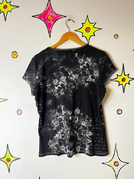 Y2K Grunge Paris Tattoo Print Tee Fairy Grunge Goth Romantic Vintage T-Shirt XL