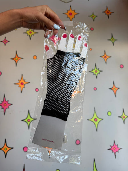 Black Fishnet Gloves | Goth Punk Y2K Mesh Fingerless Gloves