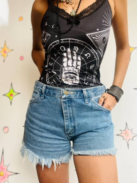 Vintage 90s Grunge Denim Cut Off Shorts - Mid Rise Jean Shorts 32" Waist
