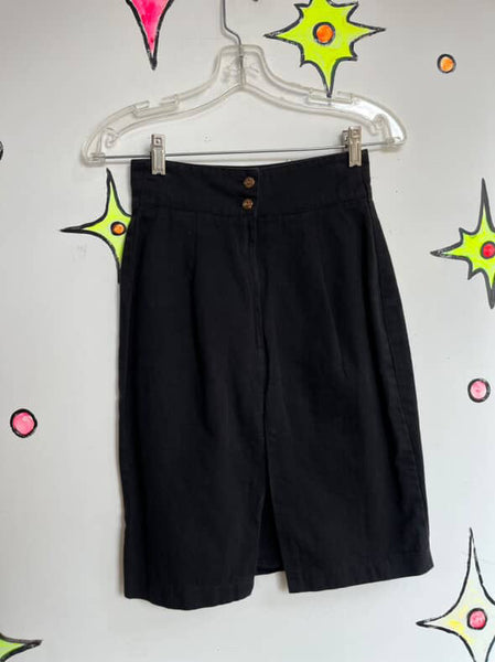 Vintage 80s High-Waisted Black Pencil Skirt Pearl Embellished - Whimsy Goth XS