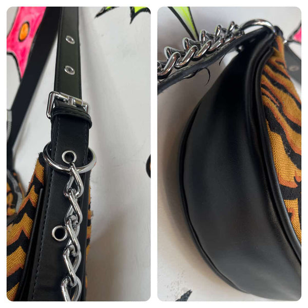 Y2K | Fairy Grunge | Tiger Print Mini Shoulder Bag w/ Chain Strap Harware