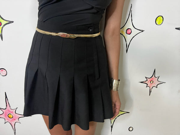 Vintage 70s Gold Tone Metal Skinny Stretch Belt Glam Disco Old Money Minimal S/M