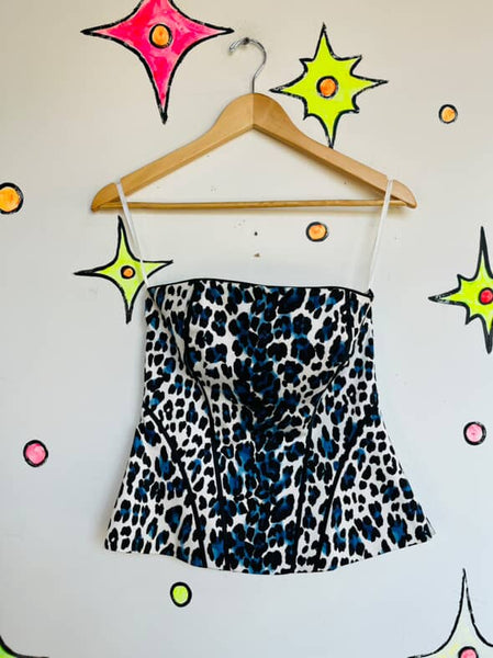 Y2K Leopard Print Corset Bustier Top | Fairy Grunge Emo Indie Sleaze | Size 2