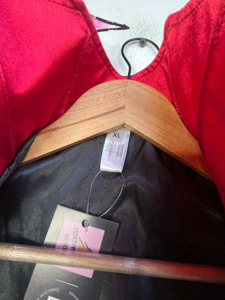 Vampire Cape with Stand Up Red Collar – Black Sheer Bat Sleeves Goth Cosplay XL