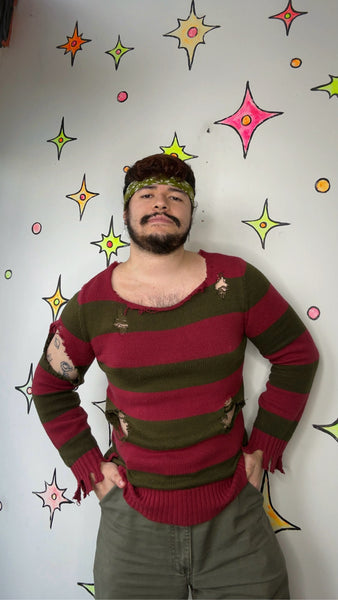 Freddy Krueger Distressed Sweater - Nightmare on Elm Street Costume S/M
