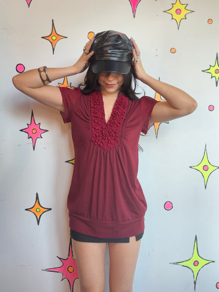 Vintage 90s Y2K White Ruffle Neck Fairy Grunge Victorian Steampunk Blouse Top M