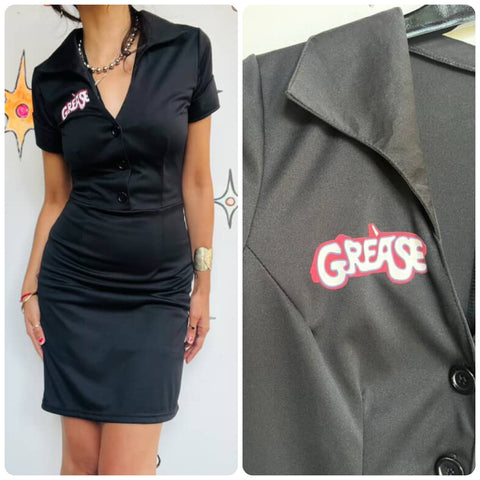 Grease Pink Ladies Rizzo Black Dress – Retro Halloween Costume – Size M/L