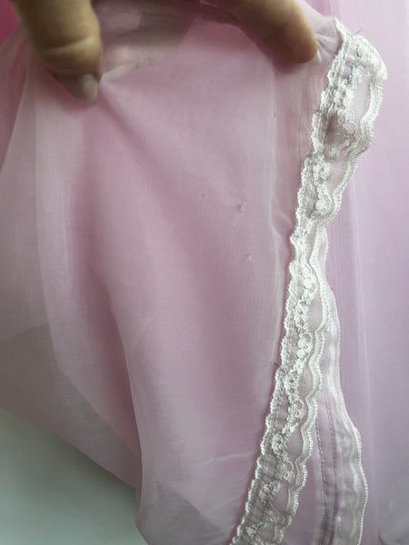 Vintage 60s | Double Layer Chiffon Sheer Pink Babydoll Nighty | M