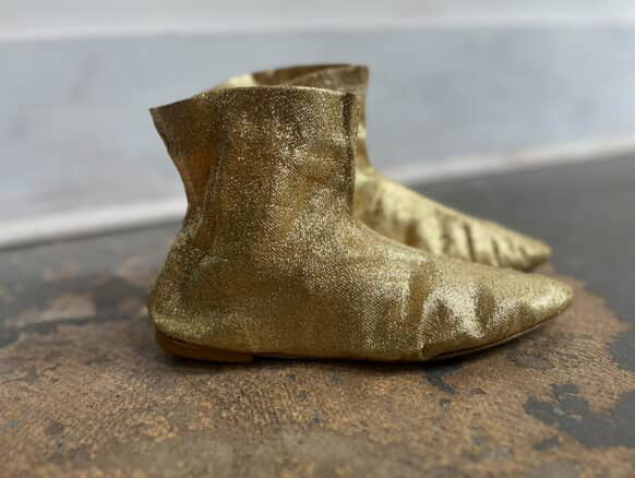 1960s Gold Lamé Lurex Space Age Ankle Booties - Mod Go‑Go Boots - 6.5 - 7