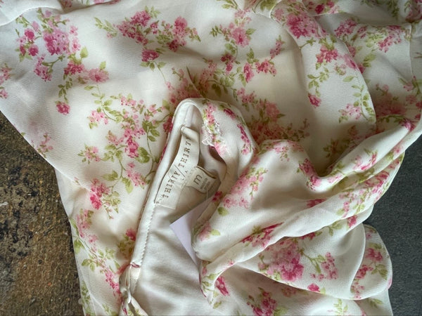Fairy Grunge Y2K Pastel Pink Floral Handkerchief Hem Ruffle Lace Cami Romantic S
