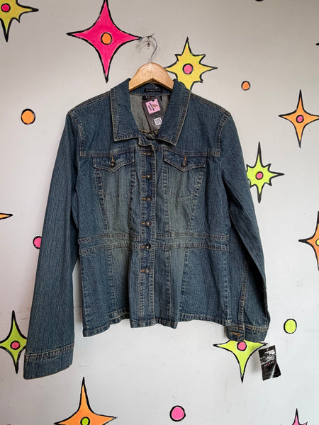 Y2K Tailored Fitted Denim Blazer Jacket Indie Sleaze | L/XL