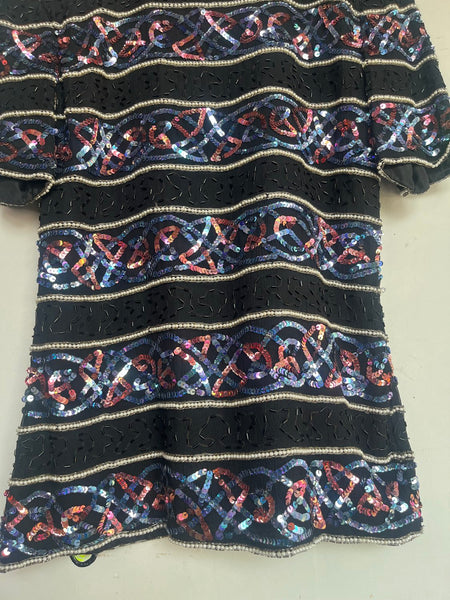 Vintage Sténay Fully Beaded Silk Top Old Money Whimsigoth Flapper Blouse S