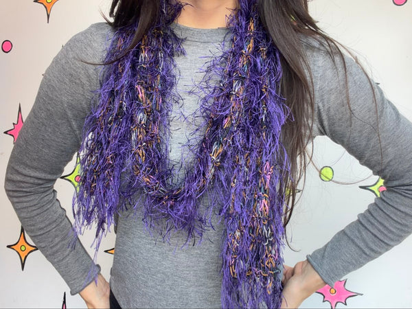 Y2K Purple Fuzzy Fairy Scarf Whimsy Grunge Fairycore Soft Gothic Boho