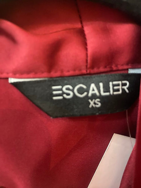 Red Secretary Bow Neck Blouse Dark Academia Button Down Top // XS