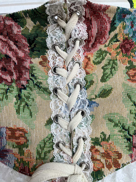 Y2K Tapestry Corset Lace-Up Belt | Waist Cincher | Pirate Fairy Grunge Rococo