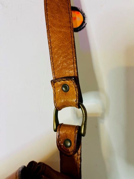 Vintage Soft Genuine Leather Boho Grunge Brown Western Satchel Crossbody Bag