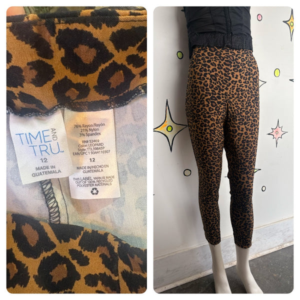 Vintage 90s does 50s Retro Leopard Capri Pants Rockabilly Pin-Up Glam Stretch 12