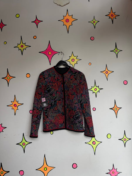 Jewel Tone Brocade Floral Tapestry Blazer 80s 90s Steampunk Fairy Grunge SM