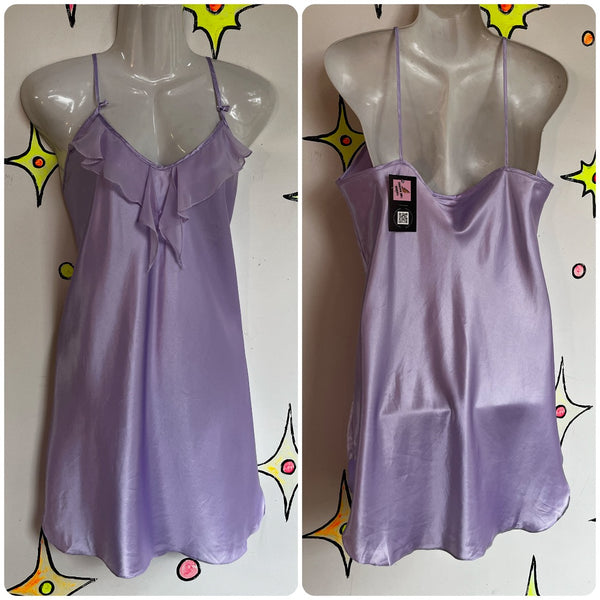 Vintage 90s Y2K Pastel Purple Fairy Grunge Babydoll Ruffle Coquette Emo Slip L