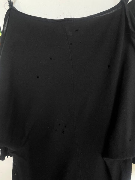 Y2K Black Chain Off Shoulder Butterfly Tattoo Top Cyber Grunge Whimsy Goth M