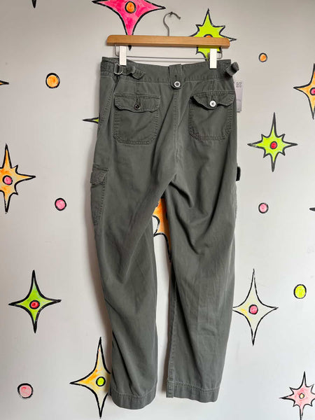 90s/Y2K Super Soft Lee Military Green Cargo Utility Pants – Distressed 9/10 M