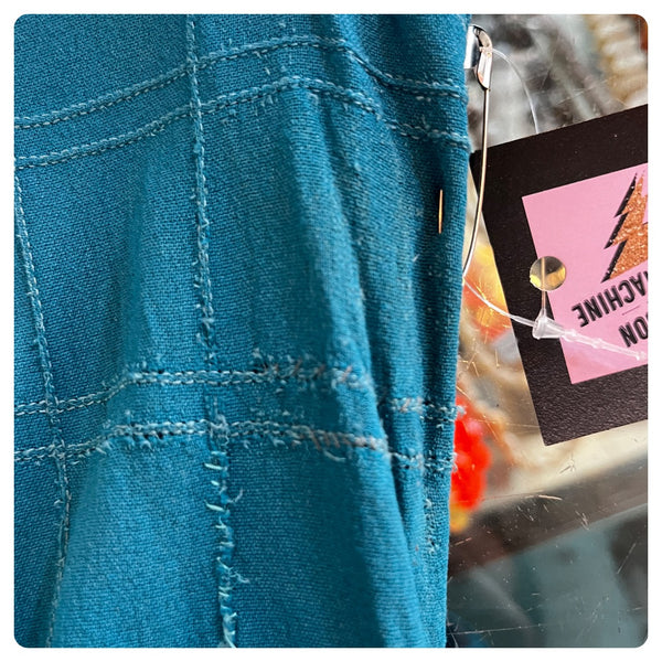 Vintage 1940s | Peacock Blue Shirtwaist Dress Fancy Buttons and Belt | M 8 / 10