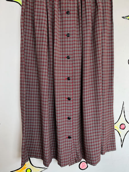 Vintage 80s Banana Republic Plaid Midi Skirt Boho Grunge Academia Style – Small