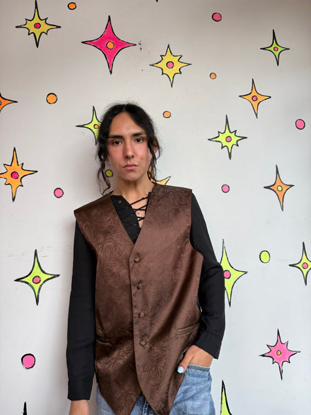 Romantic Steampunk Brown Paisley Suit Vest Dark Academia Dandy L