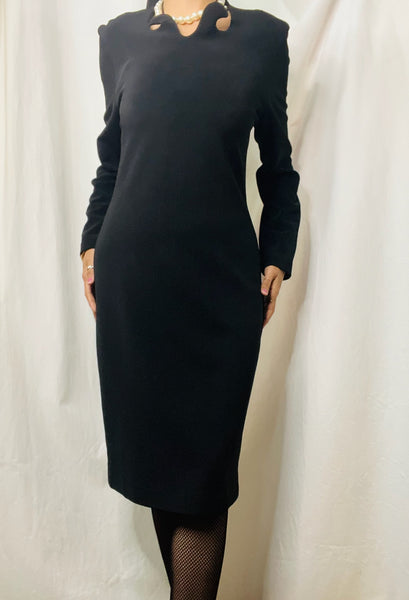 Vintage 80s 90s Gothic Wearable Art Black Witchy Avant Garde Statement Dress – M