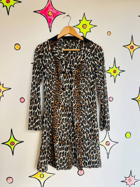 Vintage 60s 70s Sheer Leopard Lingerie Robe - Pin-Up Lounge Glam - Animal Print