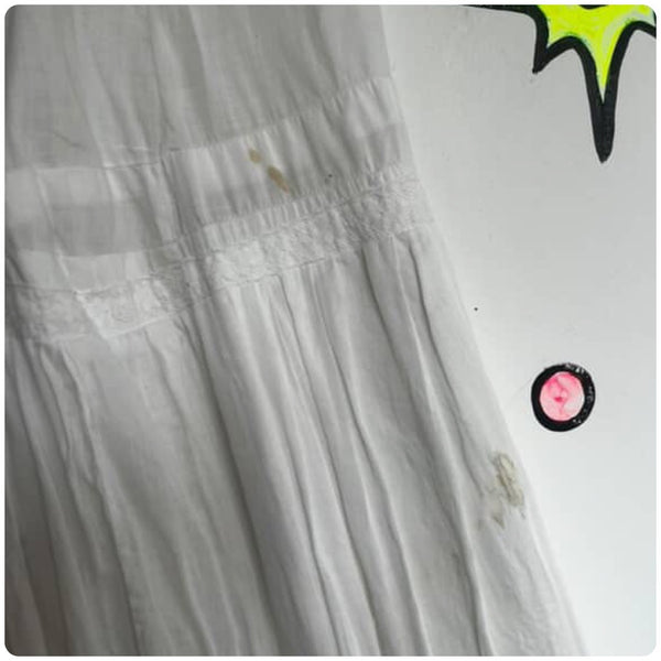 Antique 1910s White Cotton Edwardian Rococo Coquette Petticoat Slip Lawn Skirt