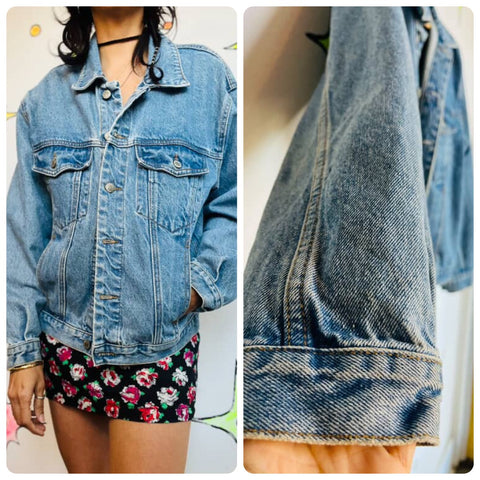 Vintage 90s Light Wash Blue Denim Jacket – Grunge Boho Soft Worn-In Style – M