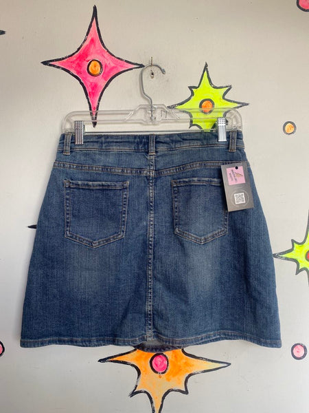 Y2K Denim Mini Skirt Low Rise Blue Jean Boho Grunge Emo Wardrobe Staple M/L