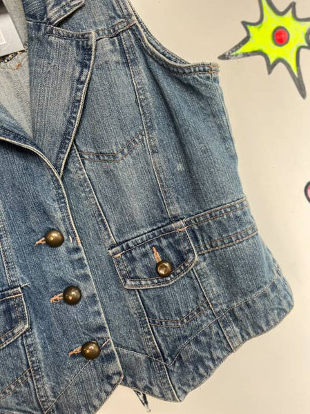 Vintage Y2K Denim Vest | Fairy Grunge Emo Indie Sleaze Layering Top | Size 10