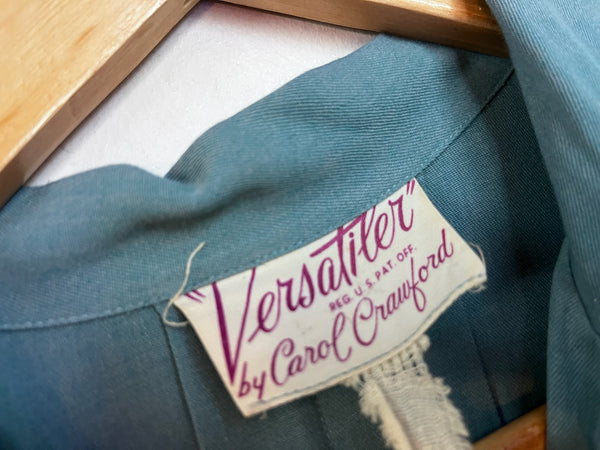 1940s Blue Secretary Dress True Vintage Boho Grunge - Historical Fashion - M L