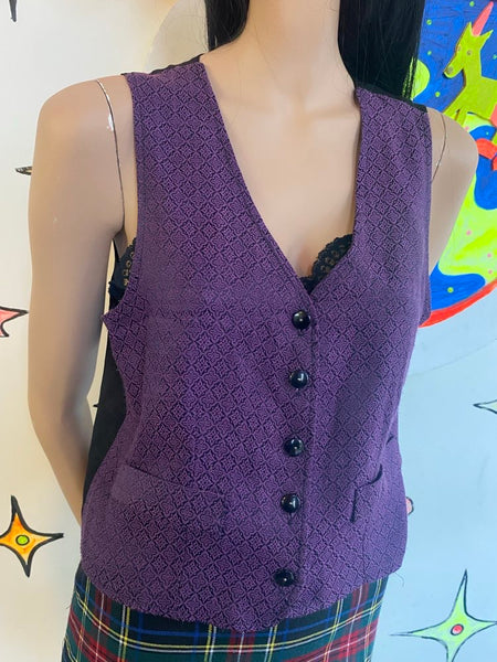 Purple Black Romantic Vest Emo Fairycore Grunge Alt Layering Top Whimsigoth M