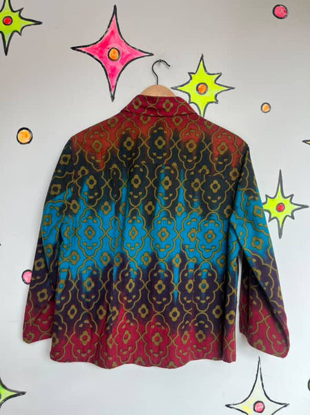 Vintage Wearable Art Rainbow Fairy Whimsy Grunge Boho Cotton Jacket – Size L