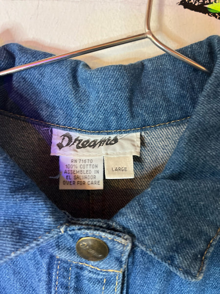 Vintage 90s Denim Overall Dress Grunge Streetstyle Mini Jumper Emo Y2K – Large